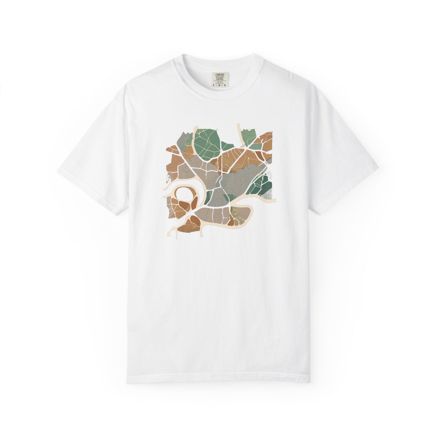 Urban Cell No 105 nature inspired city map shirt sustainable fashion eco friendly tee botanical print topography line art unisex t shirt
