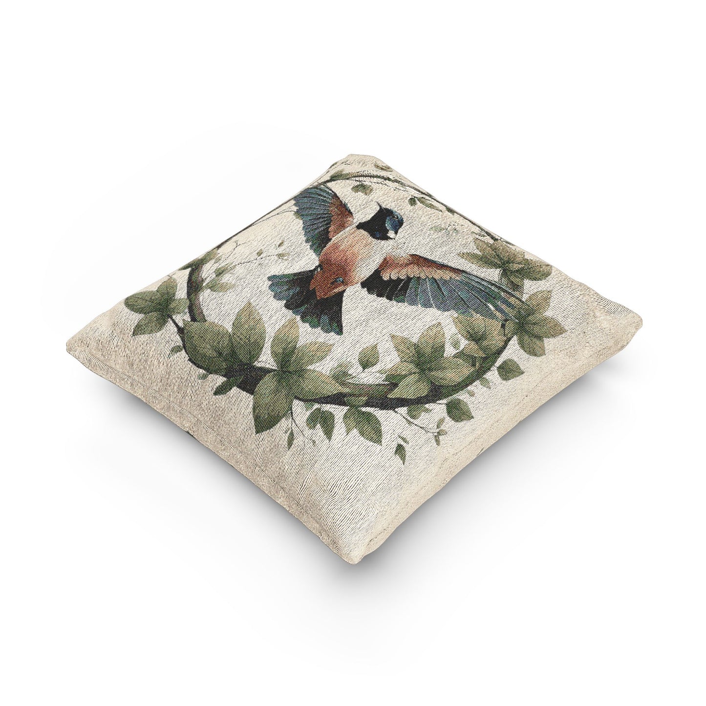 Nightingale Serenity Pillow | Nature-Inspired Woven Boho Accent