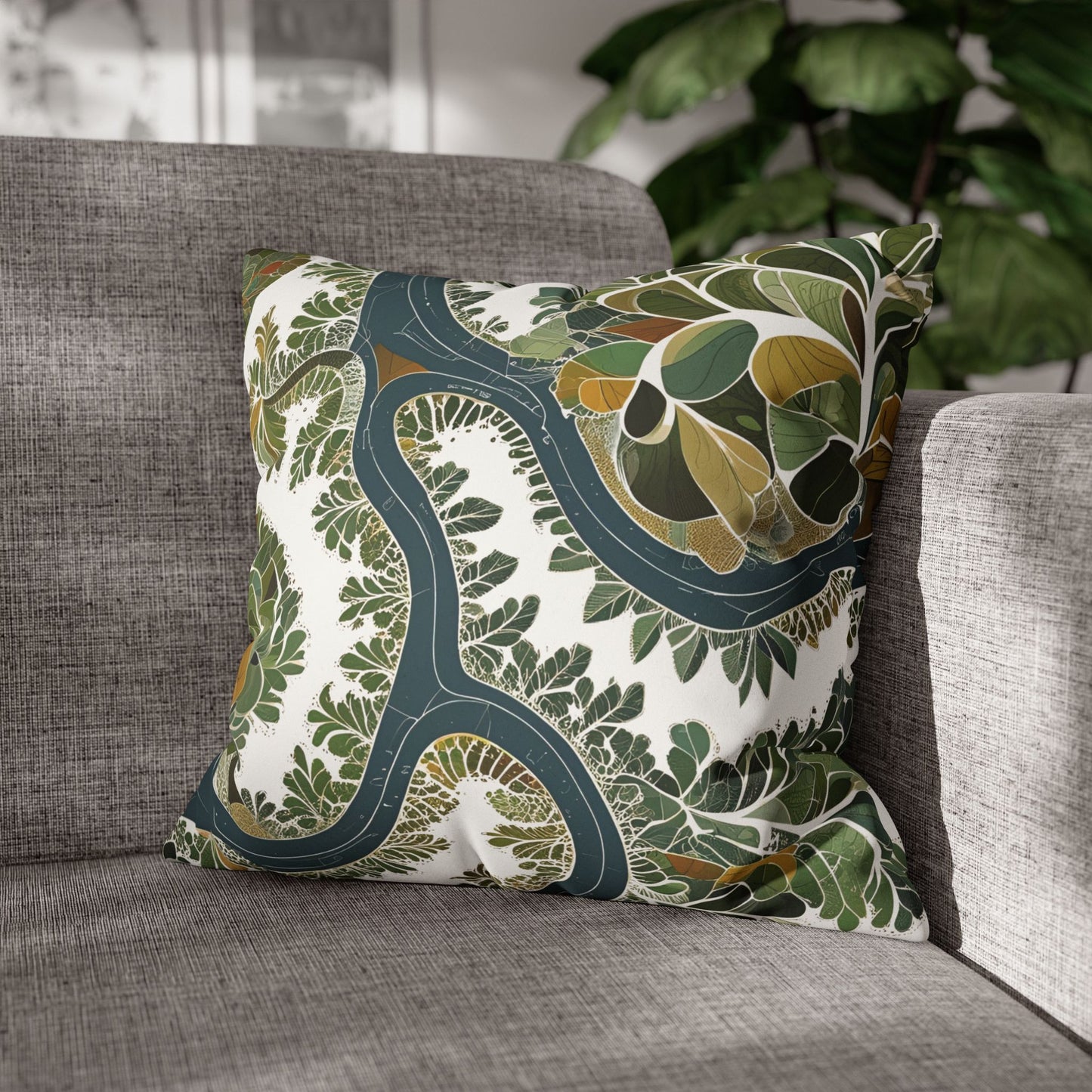 Botanical Pillow Cover Nature Inspired Faux Suede Cushion for Cozy Modern Homes Decorative Pillowcase Gift for Nature Lovers