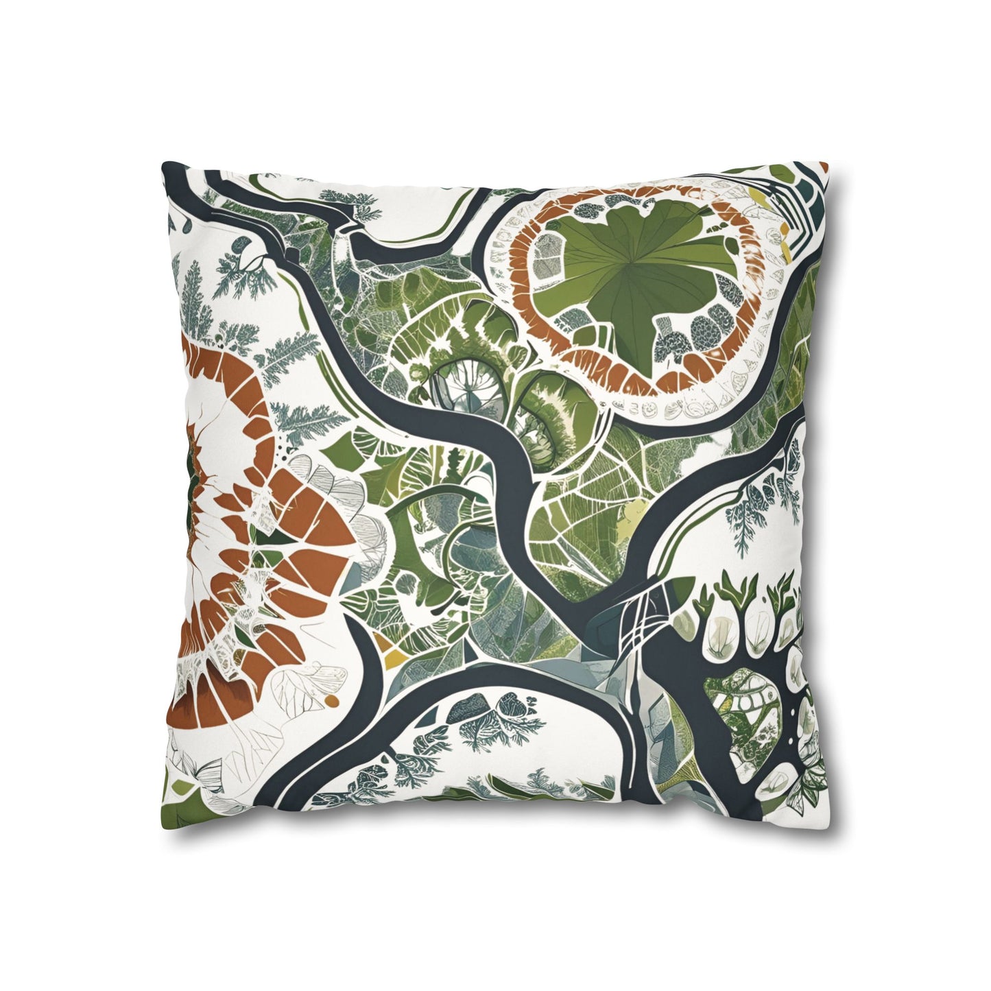 decorative cushion cover with green and earthy tones