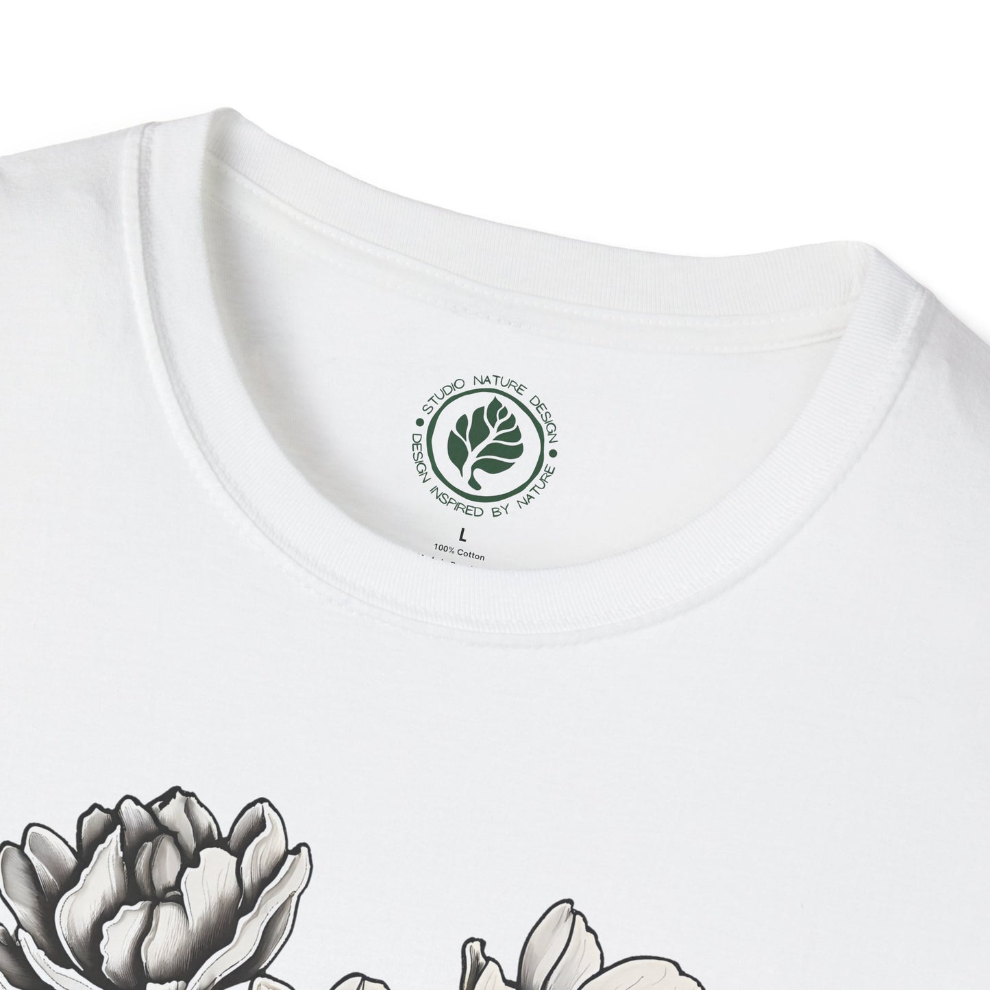 Monochrome Bloom Tee - Minimalist Floral Shirt