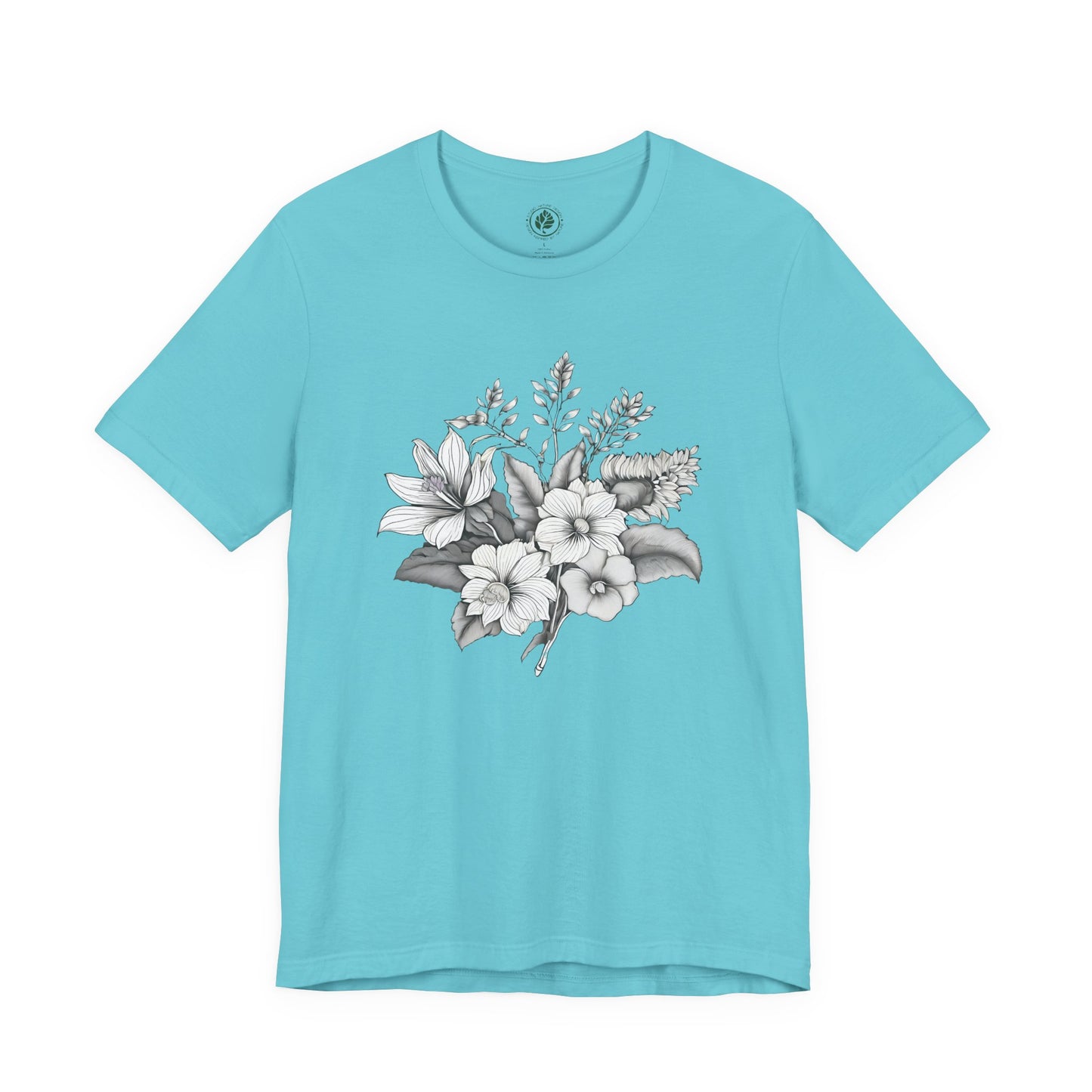 Black & White Bouquet T-Shirt – Monochrome Floral Tee