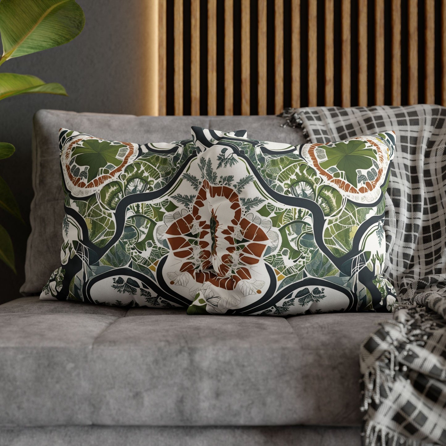 Botanical art pillowcase decorative cushion cover nature inspired home decor eco friendly accent throw pillow cover cozy boho pillow modern sofa decor