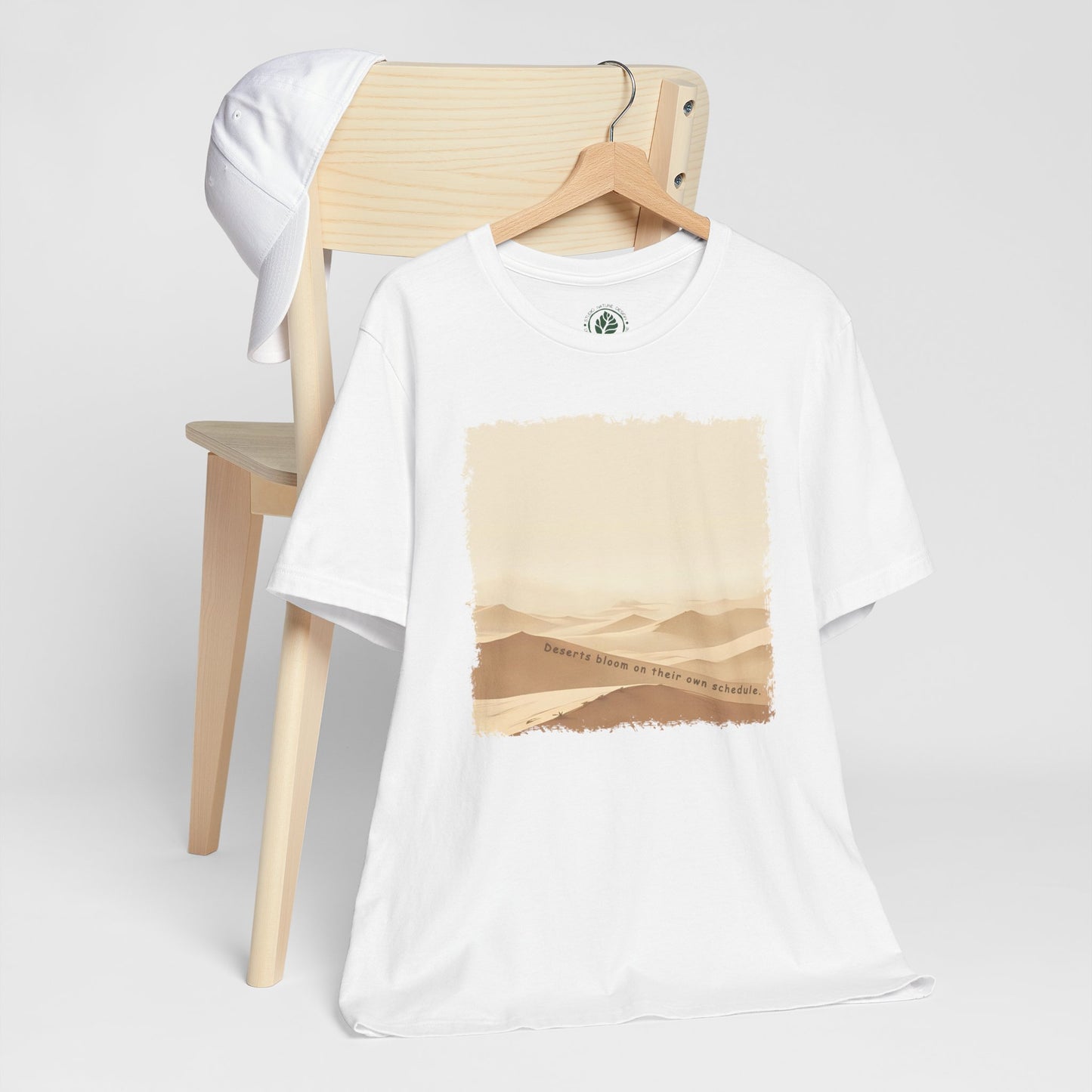 Dune Bloom T-Shirt - Minimalist Desert Wind Lines, Ethereal Earth Tones