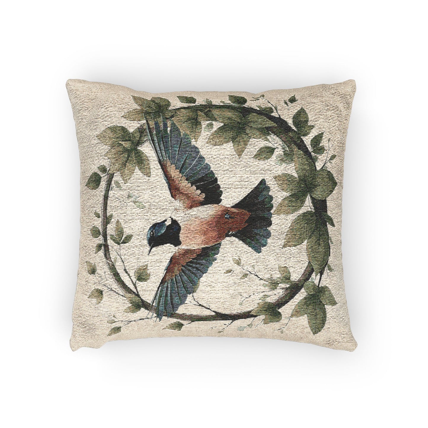 Nightingale Serenity Pillow | Nature-Inspired Woven Boho Accent