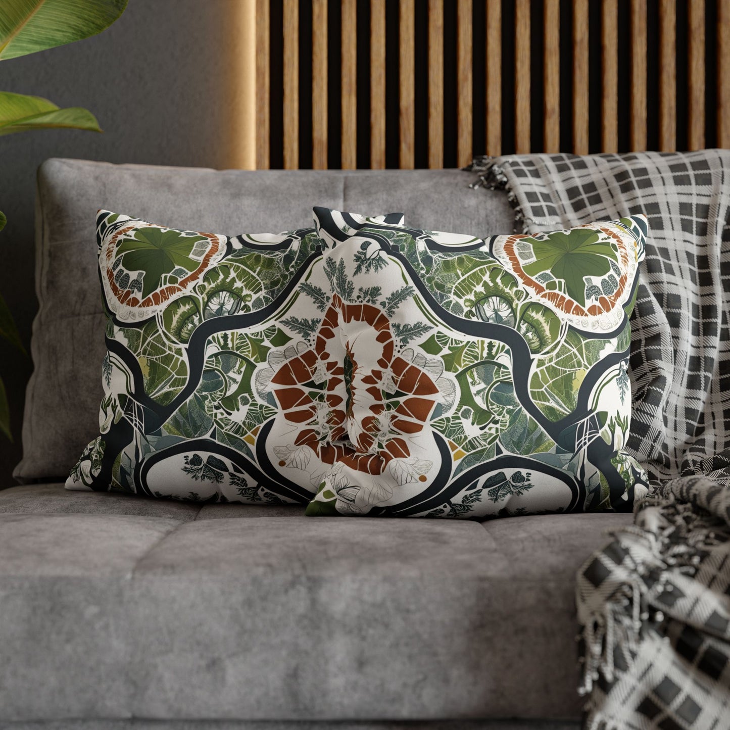 Botanical art pillowcase decorative cushion cover nature inspired home decor eco friendly accent throw pillow cover cozy boho pillow modern sofa decor