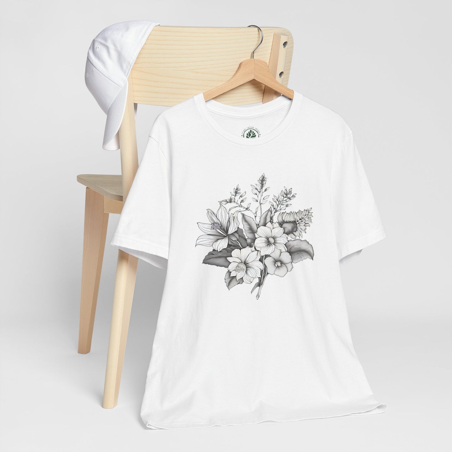 Black & White Bouquet T-Shirt – Monochrome Floral Tee