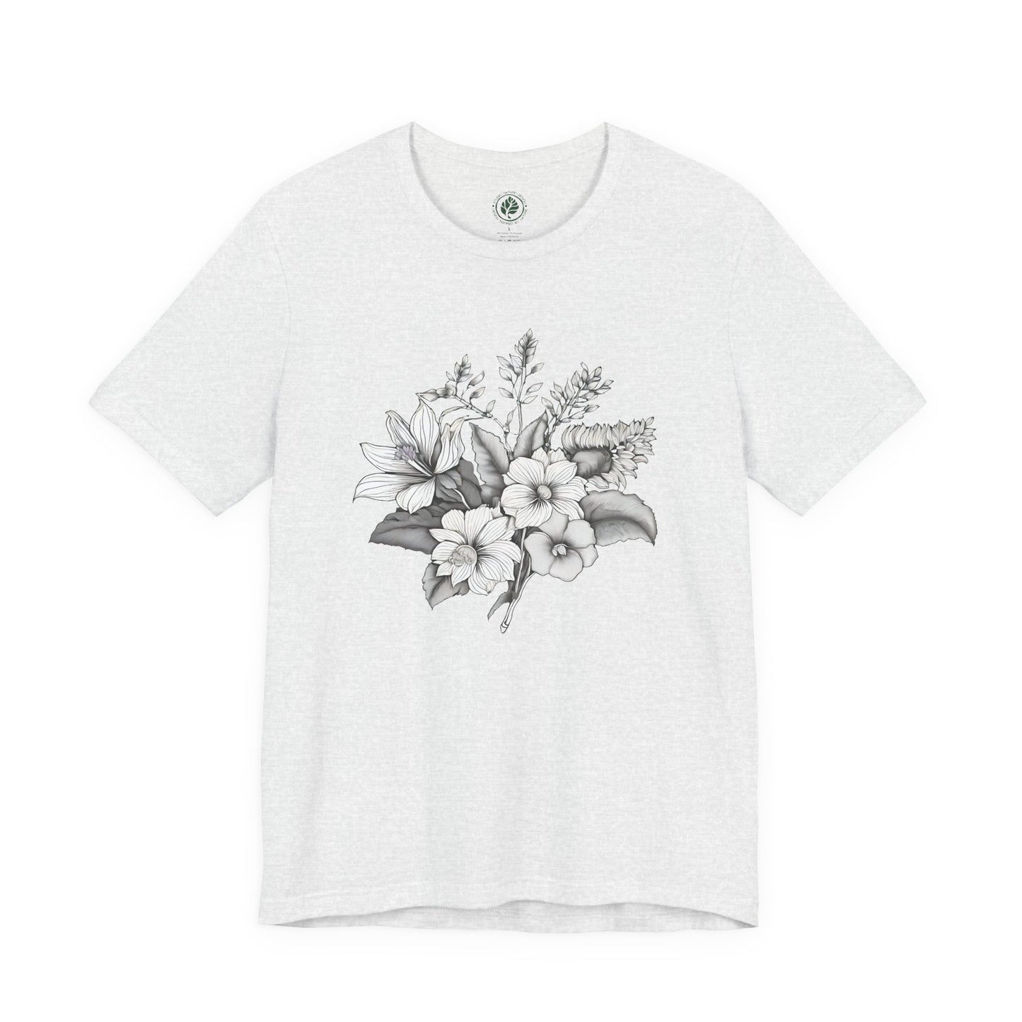 Black & White Bouquet T-Shirt – Monochrome Floral Tee