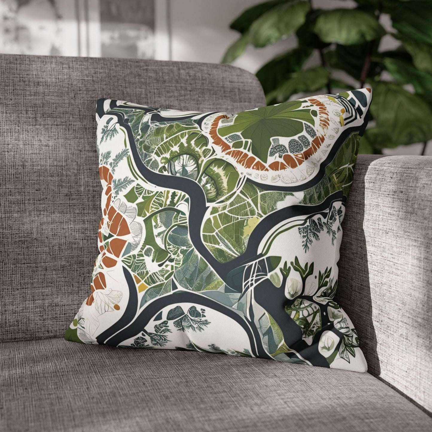 Botanical art pillowcase decorative cushion cover nature inspired home decor eco friendly accent throw pillow cover cozy boho pillow modern sofa decor