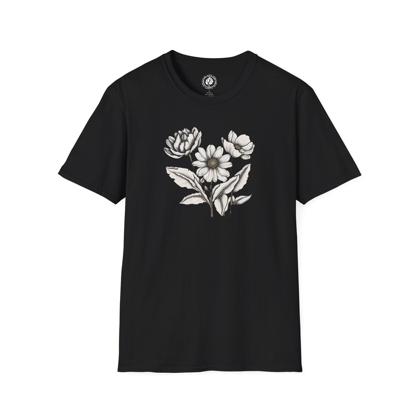 Monochrome Bloom Tee - Minimalist Floral Shirt