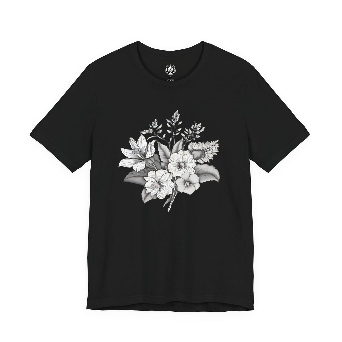 Black & White Bouquet T-Shirt – Monochrome Floral Tee