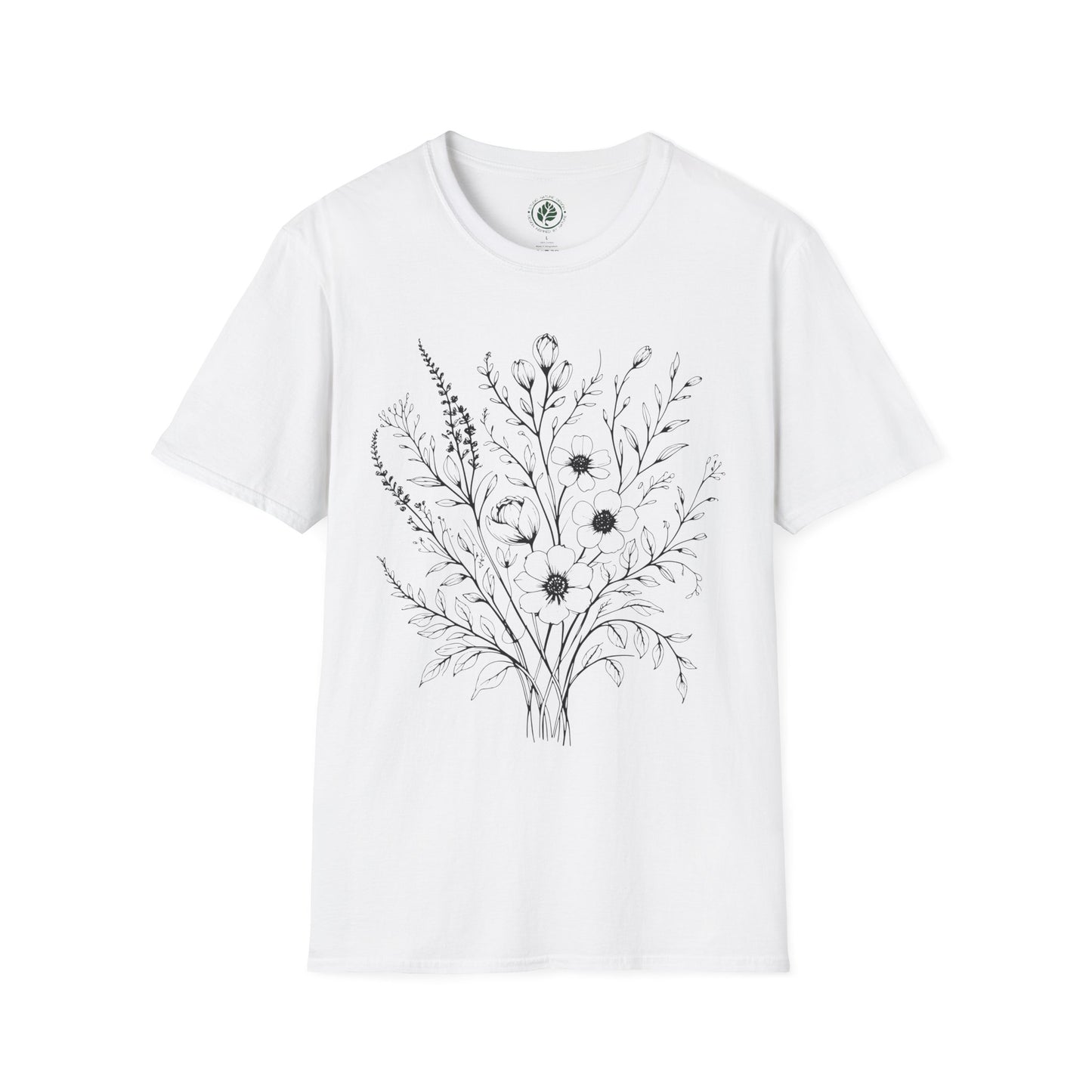 Botanical flower graphic shirt, lightweight and breathable cotton tee