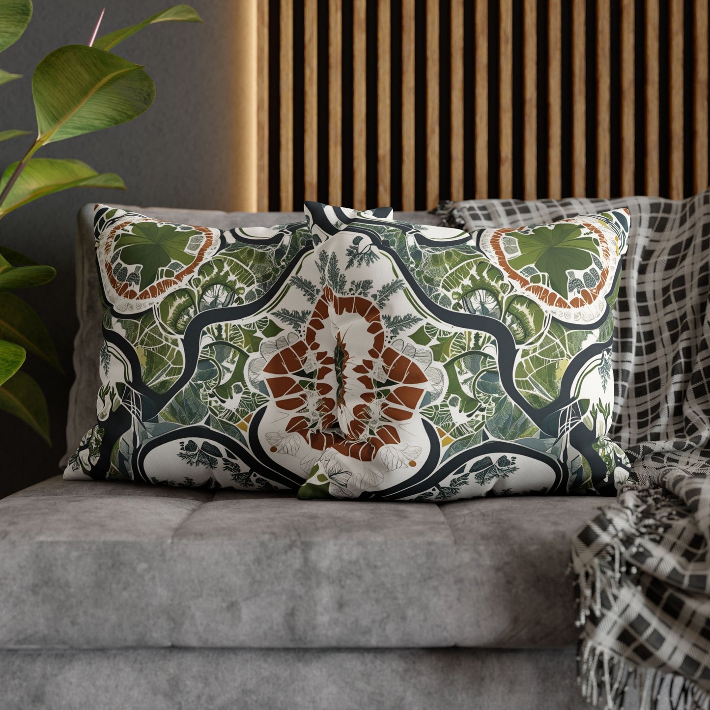 Botanical art pillowcase decorative cushion cover nature inspired home decor eco friendly accent throw pillow cover cozy boho pillow modern sofa decor