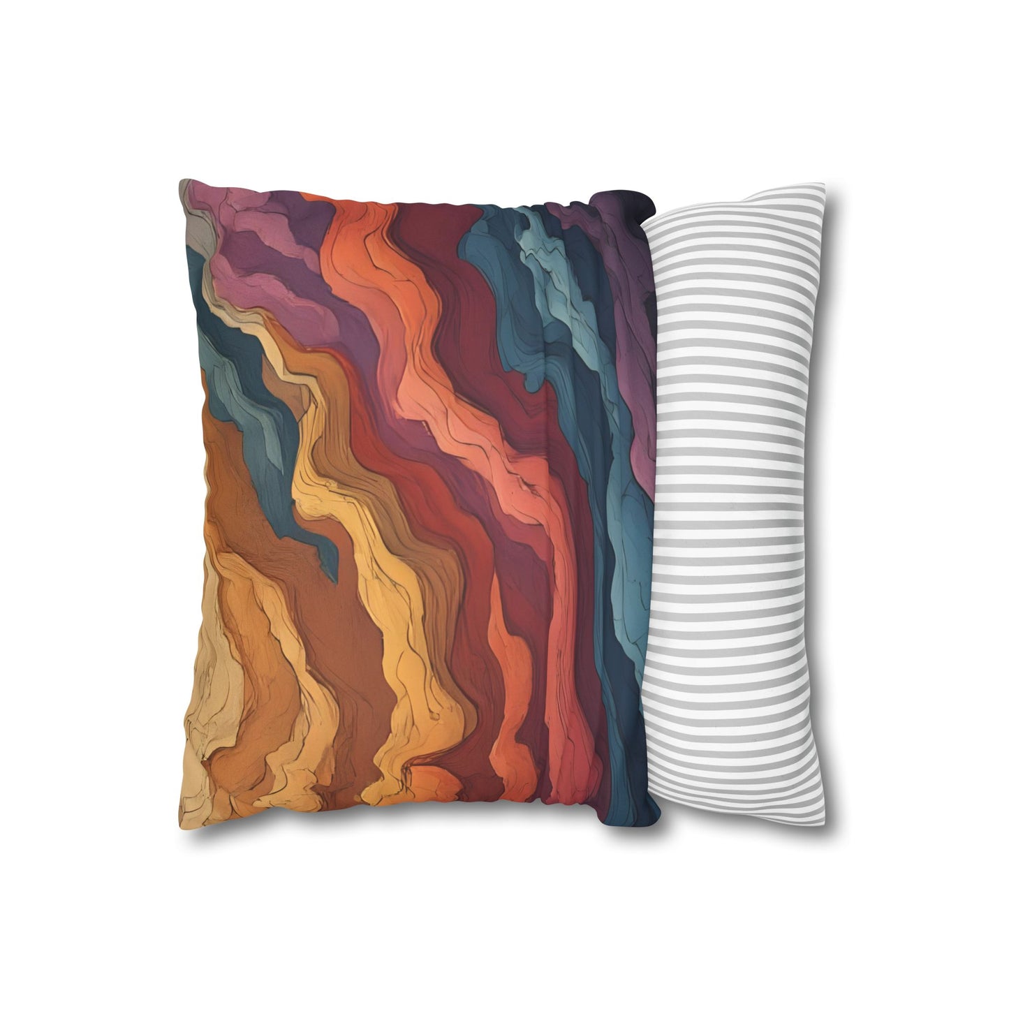 Earthen Currents Pillow Case | Boho Faux Suede Home Accent