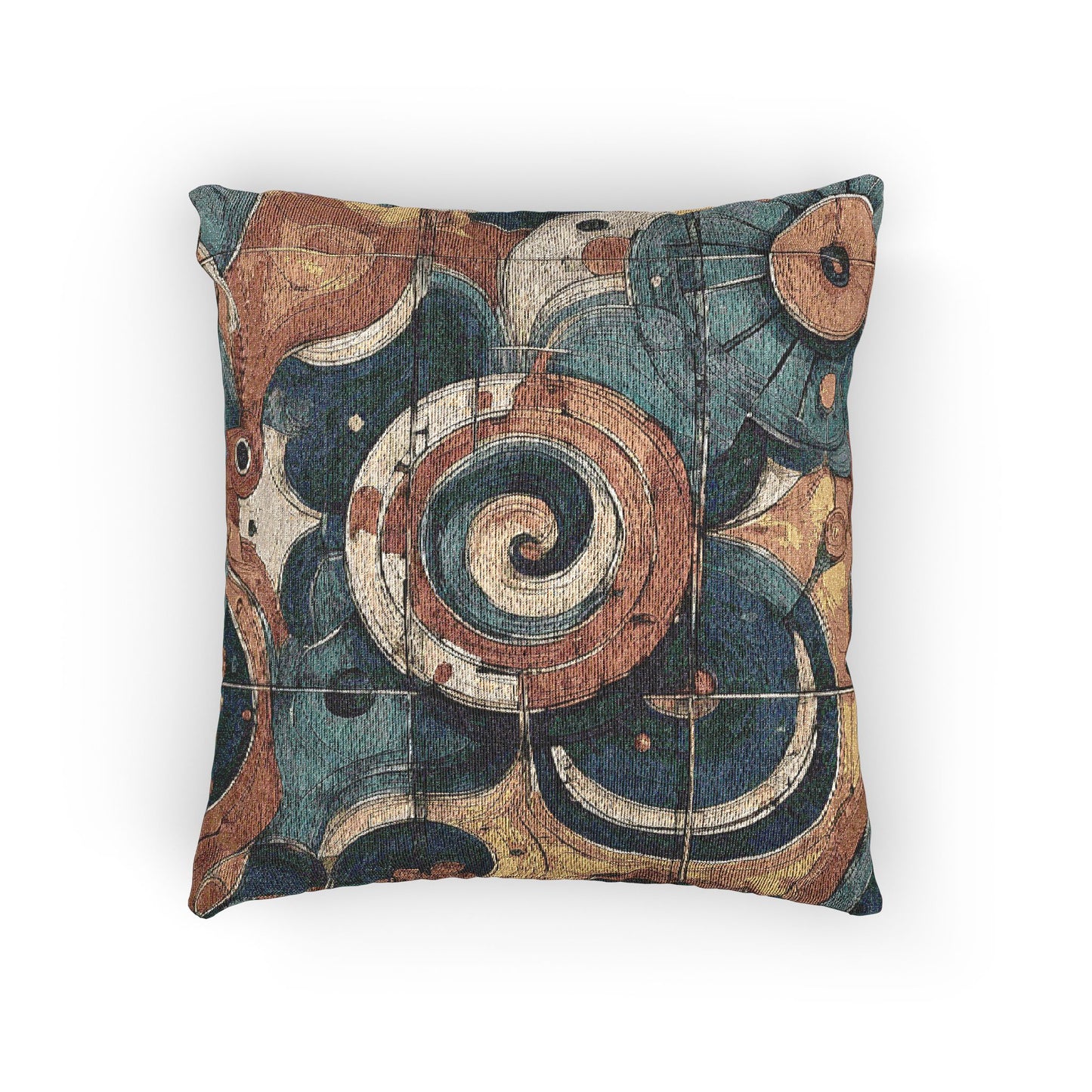 Spiral Relic Woven Pillow - Fossil-Inspired Abstract Home Decor