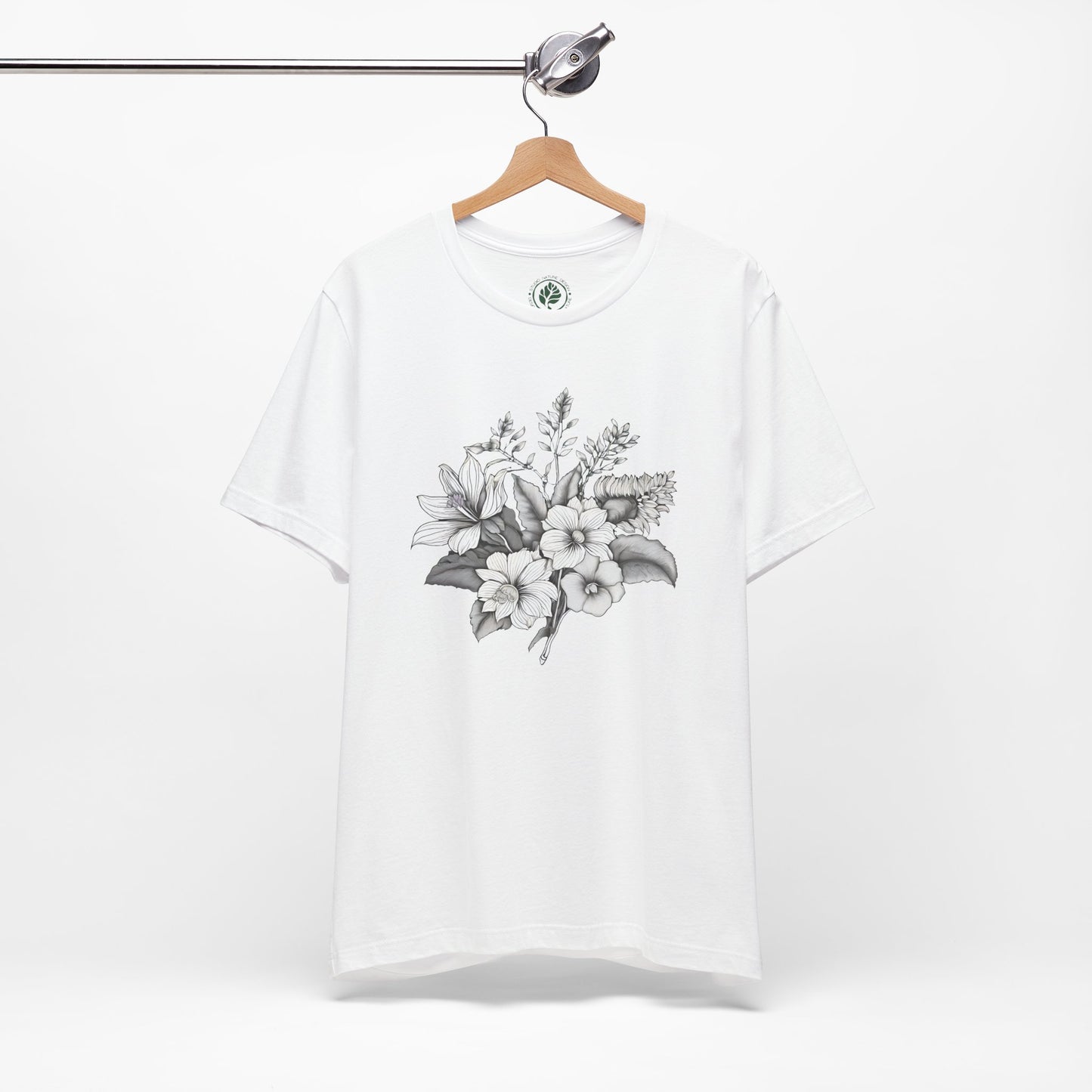 Black & White Bouquet T-Shirt – Monochrome Floral Tee