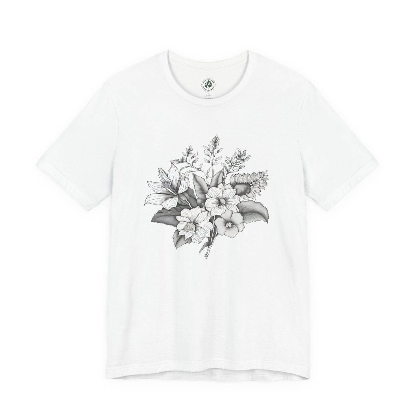 Black & White Bouquet T-Shirt – Monochrome Floral Tee