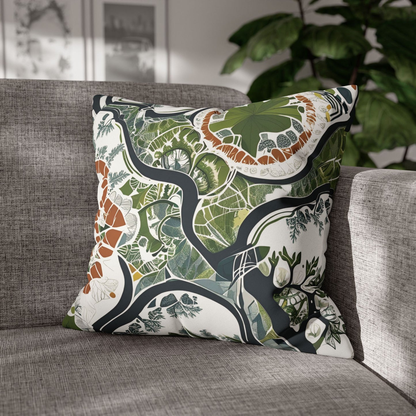 Botanical art pillowcase decorative cushion cover nature inspired home decor eco friendly accent throw pillow cover cozy boho pillow modern sofa decor