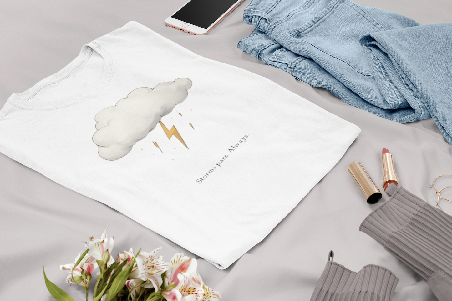 Storms Pass. Always – Minimalist Storm Cloud T-Shirt
