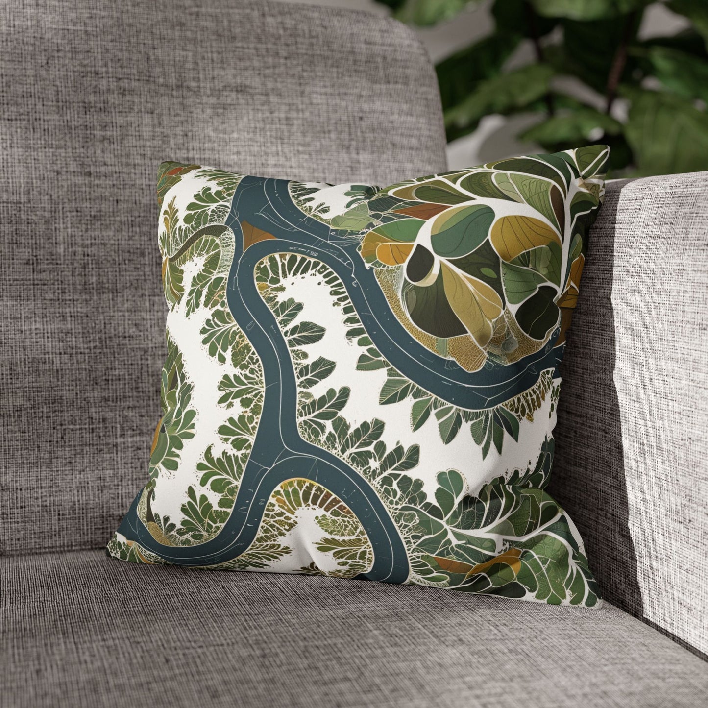 Botanical Pillow Cover Nature Inspired Faux Suede Cushion for Cozy Modern Homes Decorative Pillowcase Gift for Nature Lovers