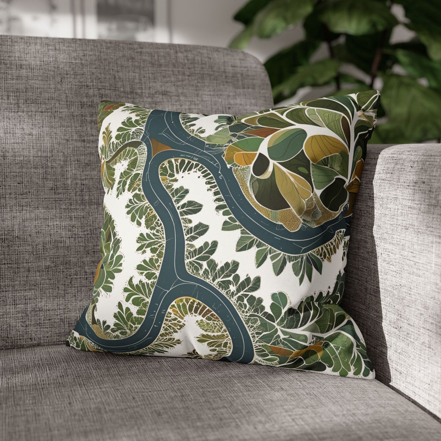 Botanical Pillow Cover Nature Inspired Faux Suede Cushion for Cozy Modern Homes Decorative Pillowcase Gift for Nature Lovers