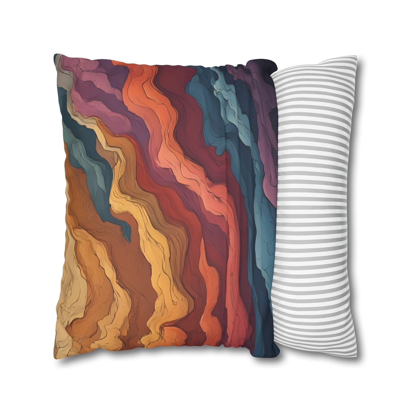 Earthen Currents Pillow Case | Boho Faux Suede Home Accent
