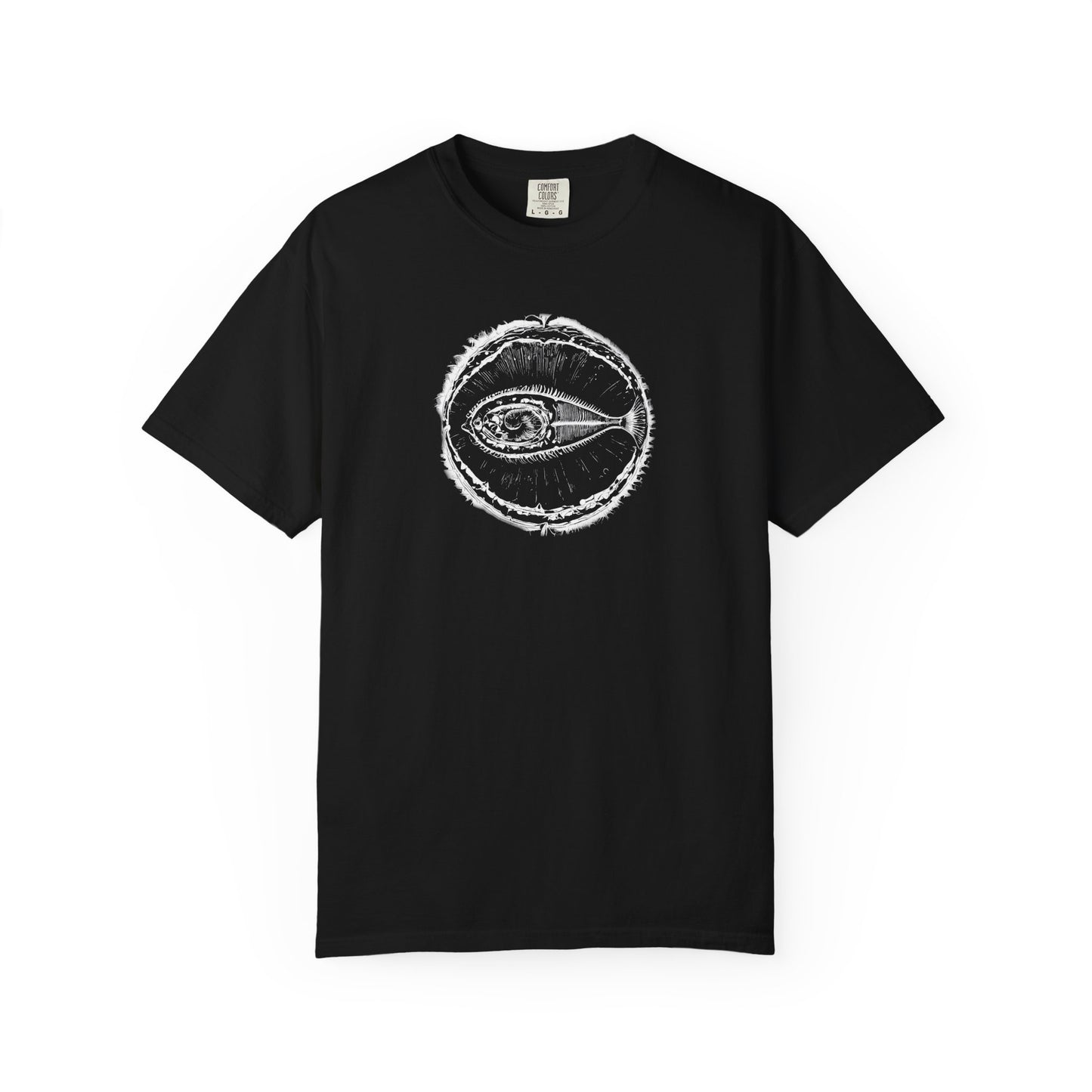 Fish in a Bubble White on Black T-Shirt