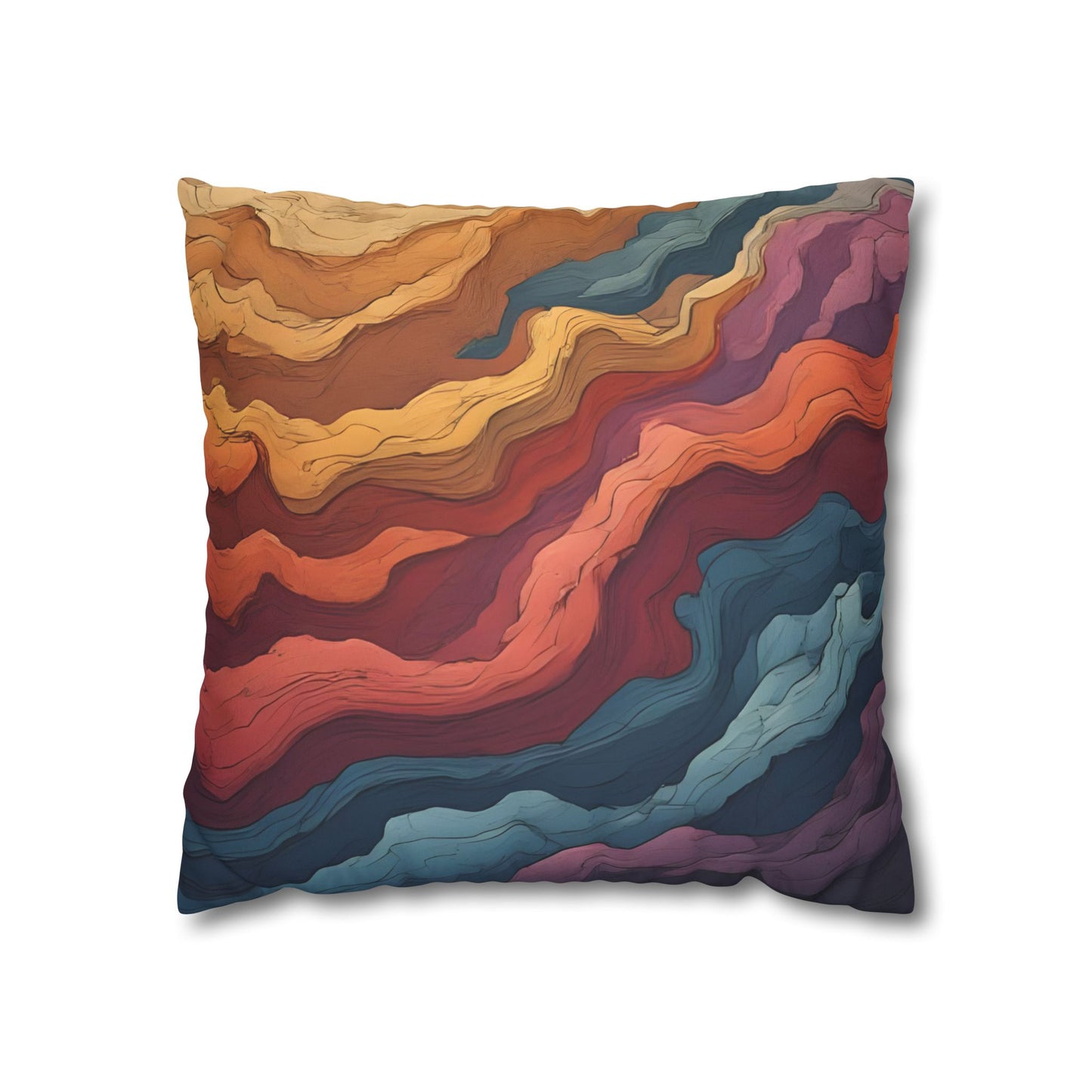 Earthen Currents Pillow Case | Boho Faux Suede Home Accent