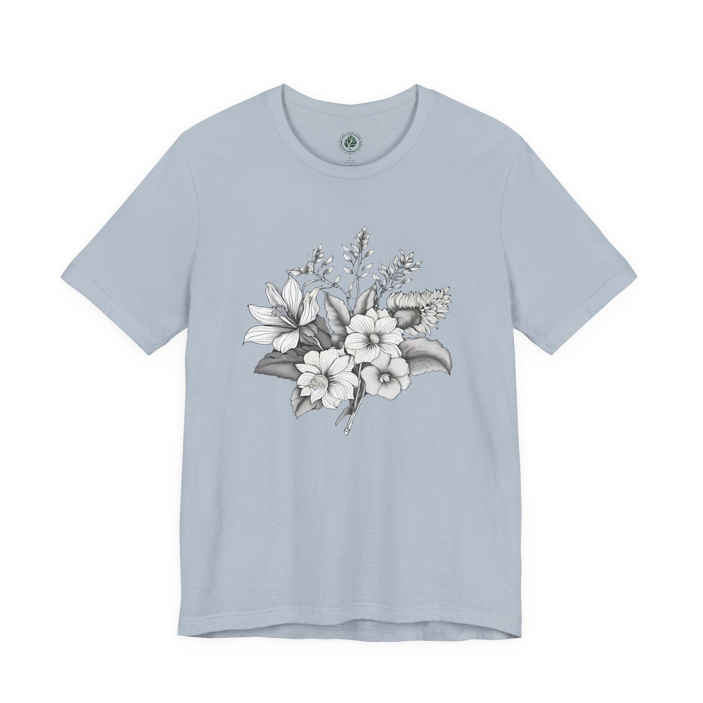 Black & White Bouquet T-Shirt – Monochrome Floral Tee