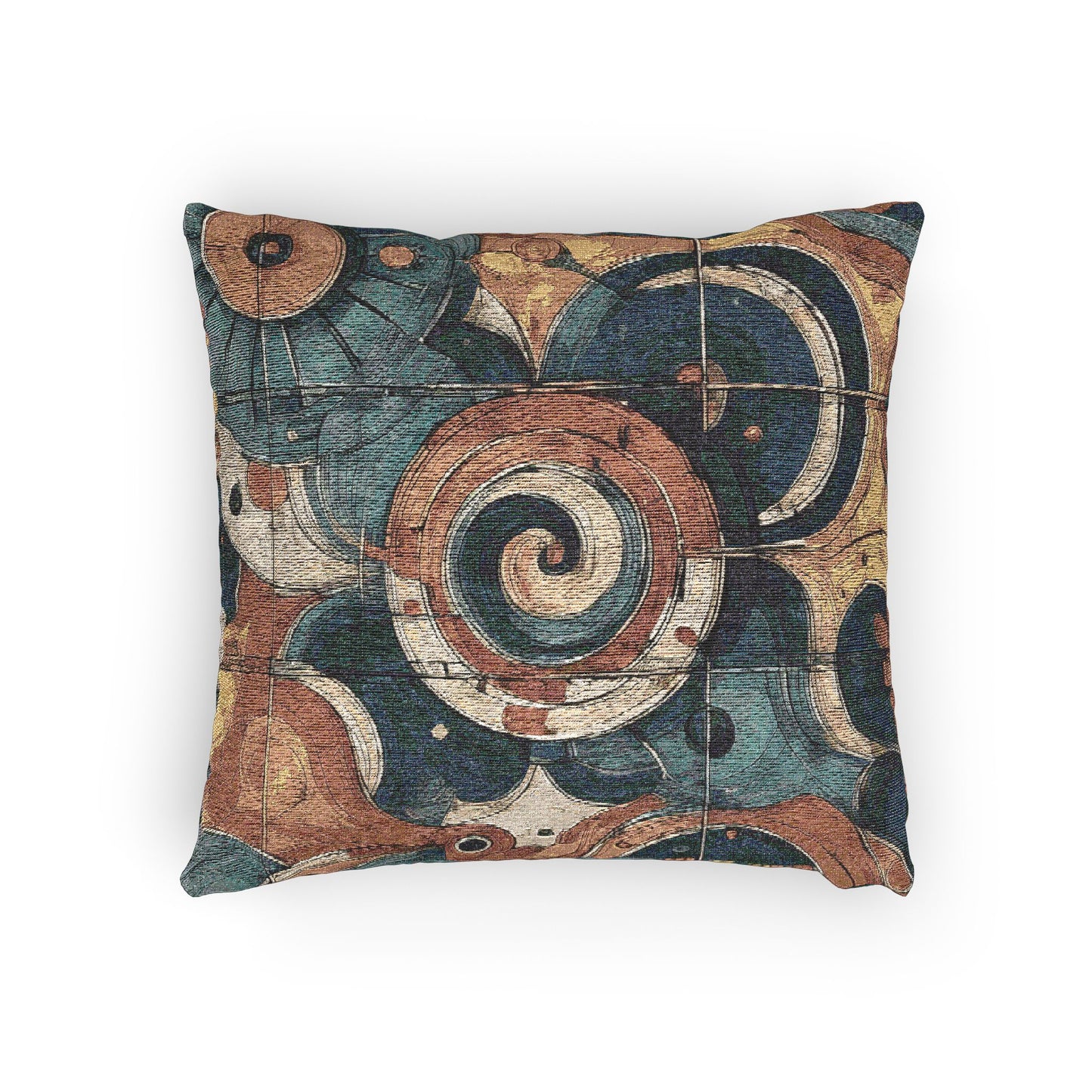 Spiral Relic Woven Pillow - Fossil-Inspired Abstract Home Decor