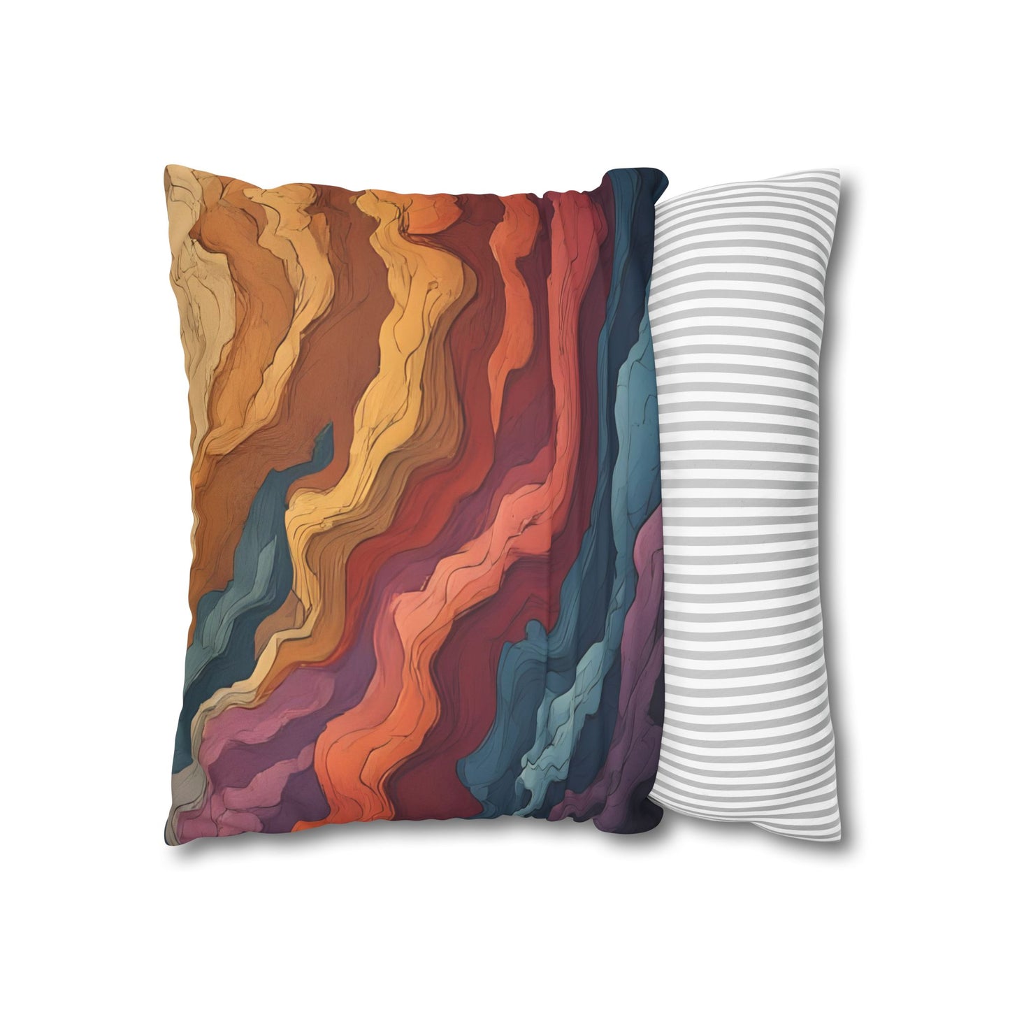 Earthen Currents Pillow Case | Boho Faux Suede Home Accent