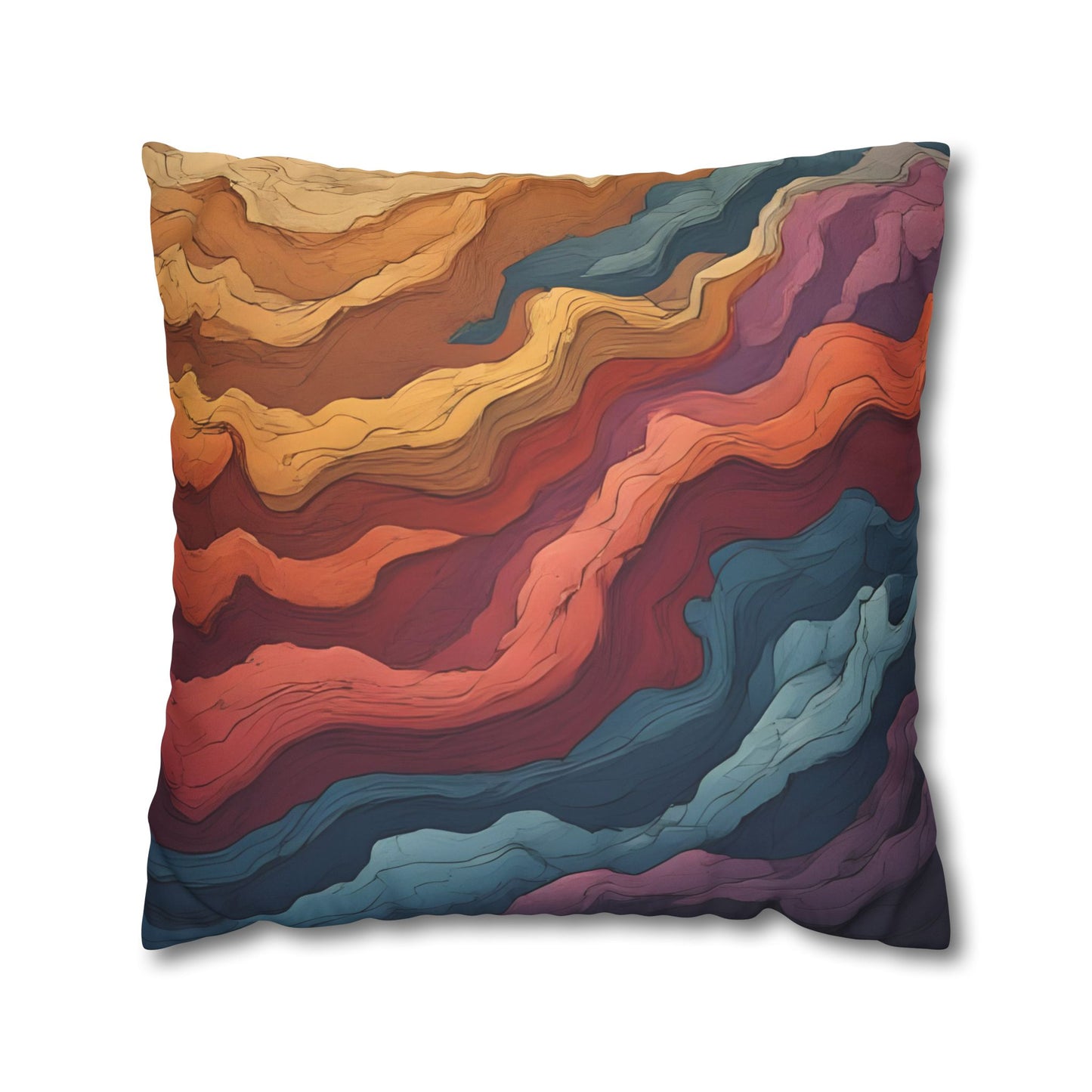 Earthen Currents Pillow Case | Boho Faux Suede Home Accent