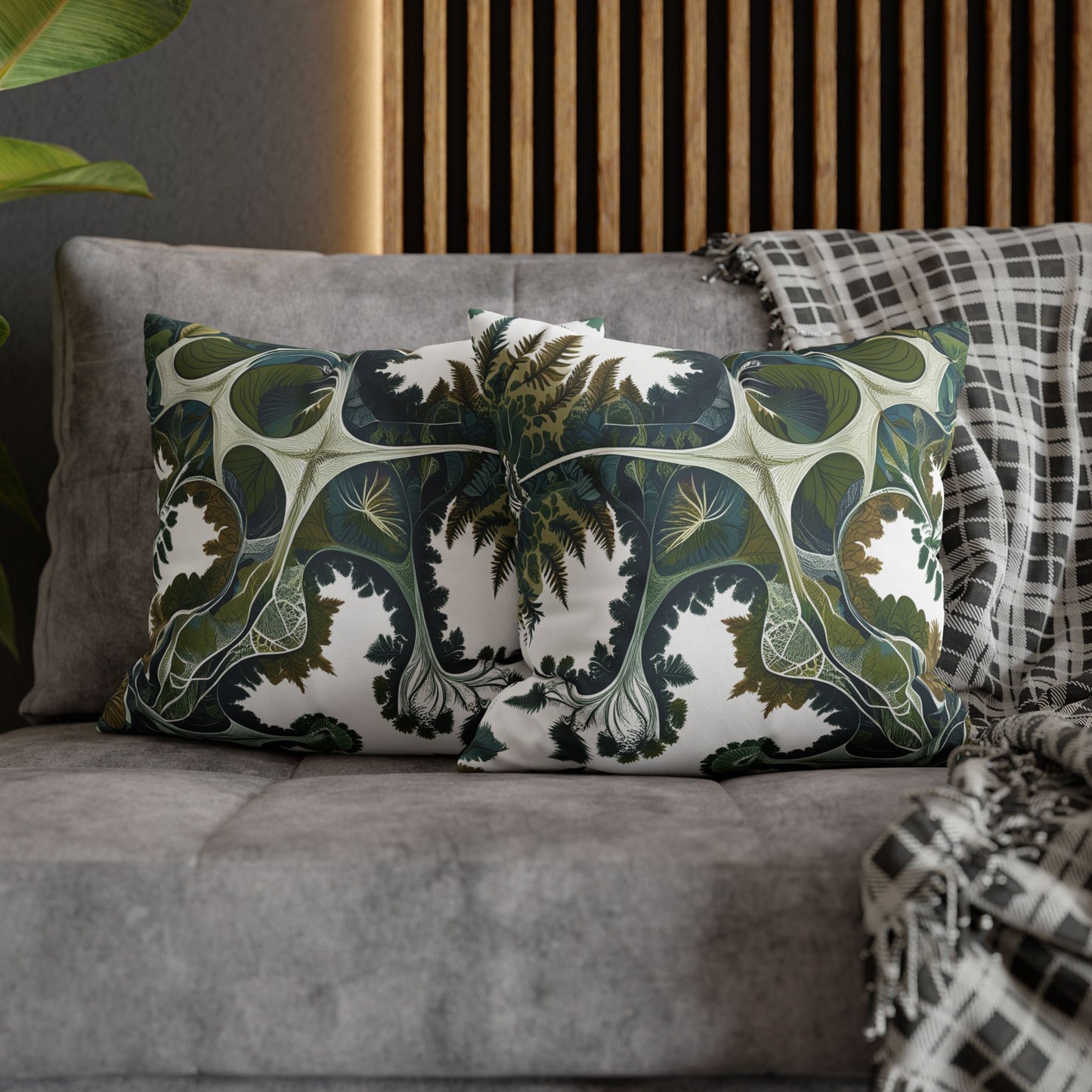 Leafy abstract pillow cover for plant lovers and boho decor