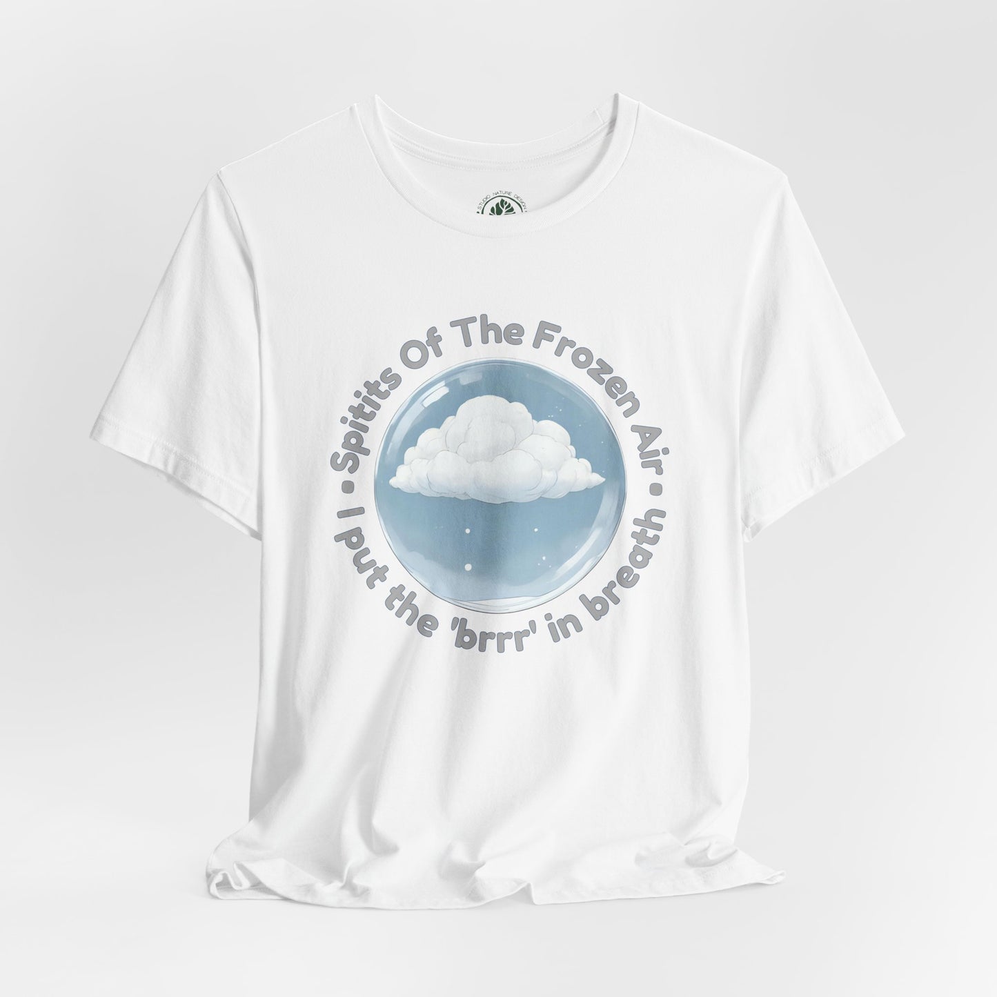 Holiday gift t shirt with seasonal cloud and snow graphic