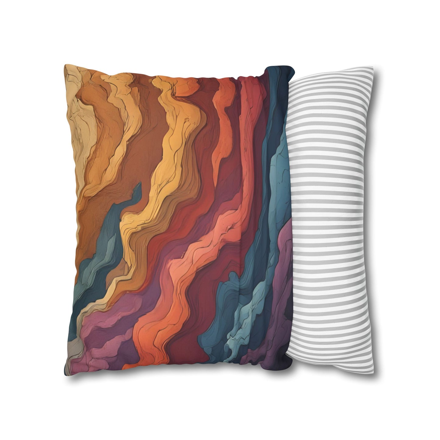 Earthen Currents Pillow Case | Boho Faux Suede Home Accent