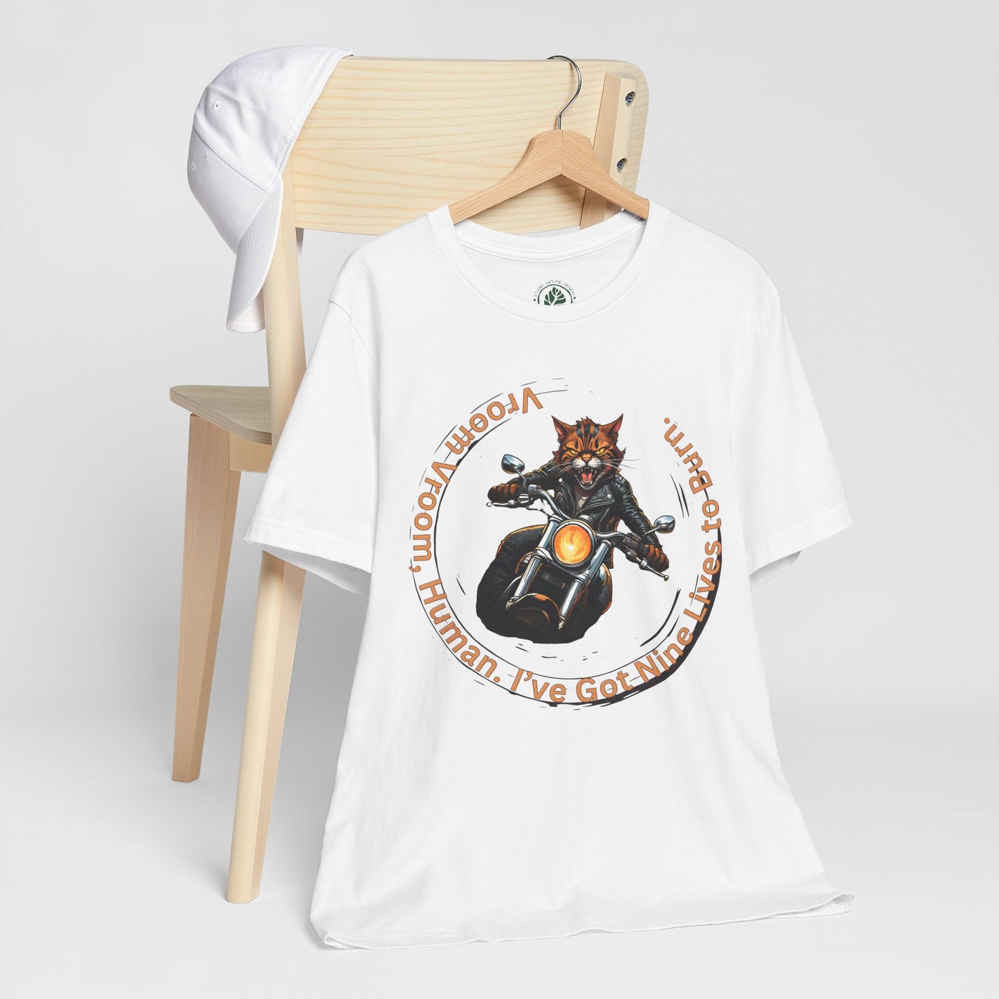 Vroom Vroom, I’ve Got Nine Lives to Burn – Cat Biker Unisex T-Shirt