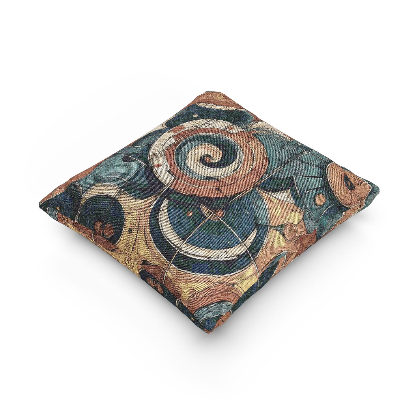 Spiral Relic Woven Pillow - Fossil-Inspired Abstract Home Decor