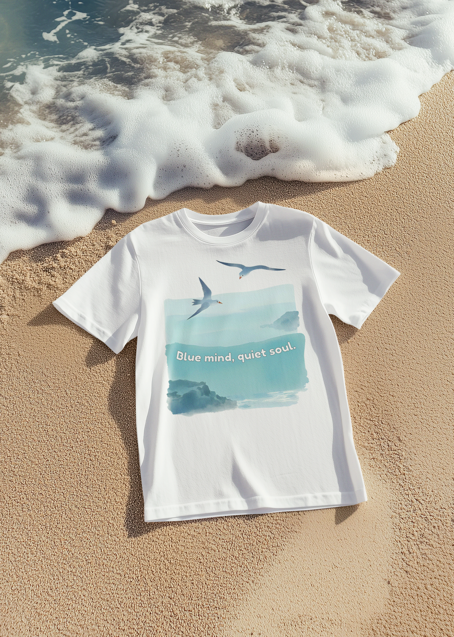 Blue Mind Quiet Soul Watercolor T-Shirt