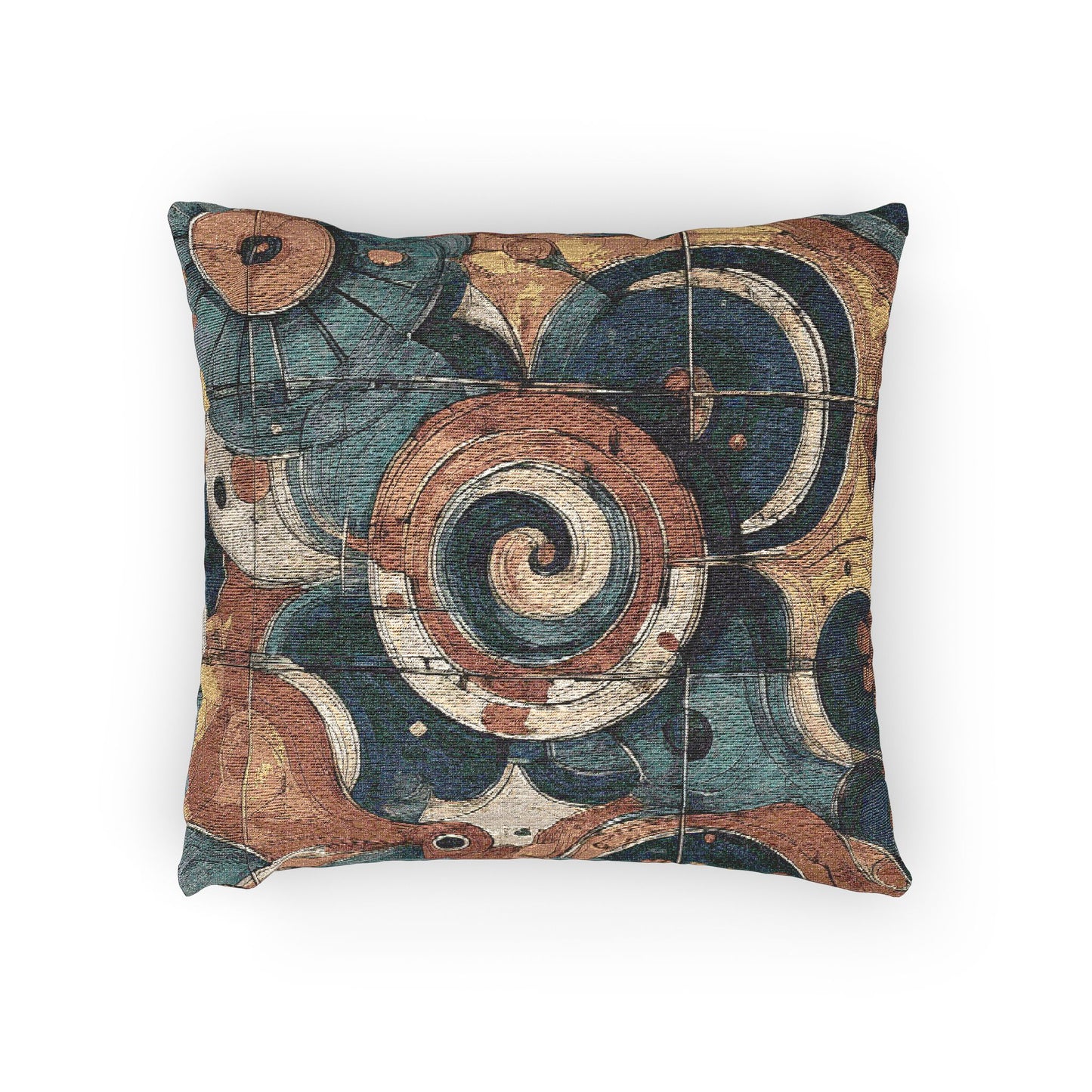 Spiral Relic Woven Pillow - Fossil-Inspired Abstract Home Decor