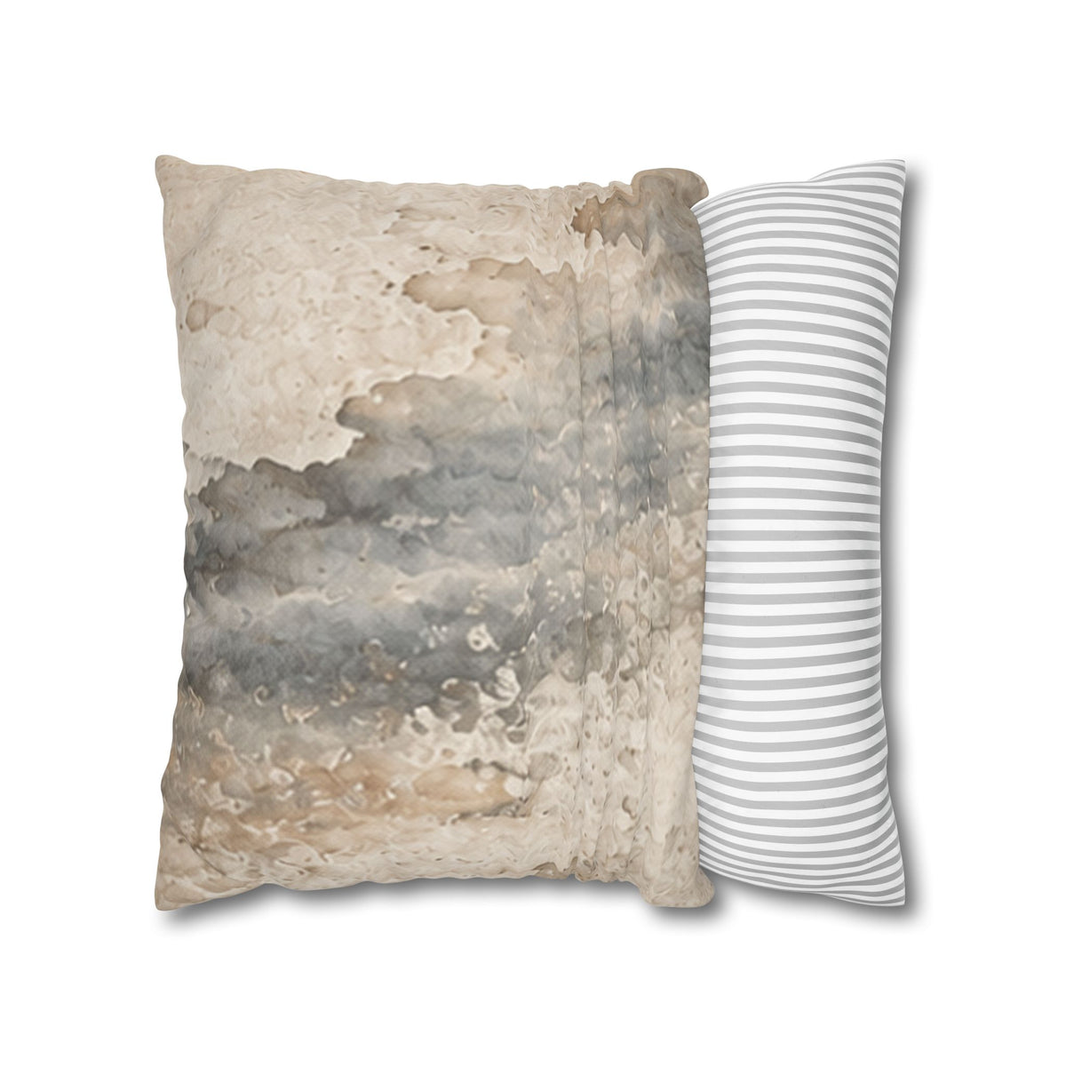 Rain Memory faux suede pillowcase shown with a second reverse view on a white background.