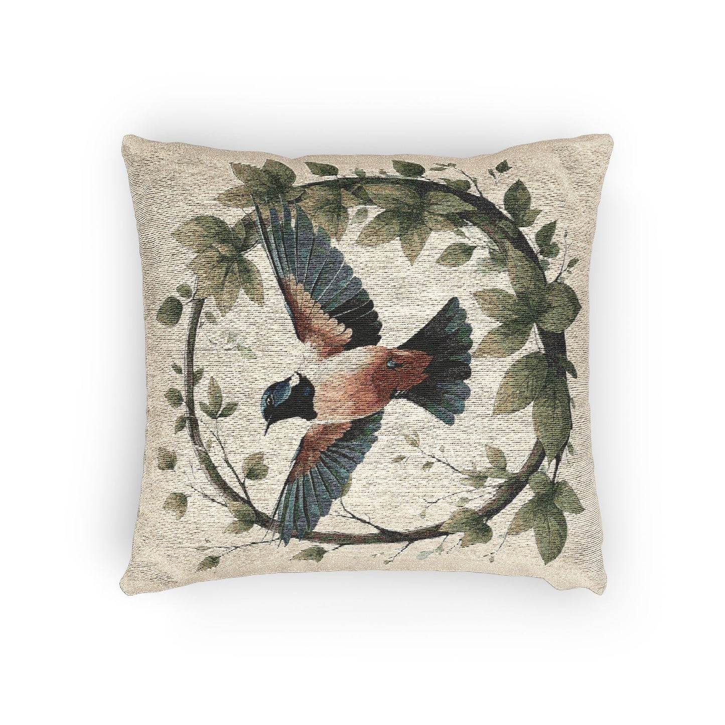 Nightingale Serenity Pillow | Nature-Inspired Woven Boho Accent