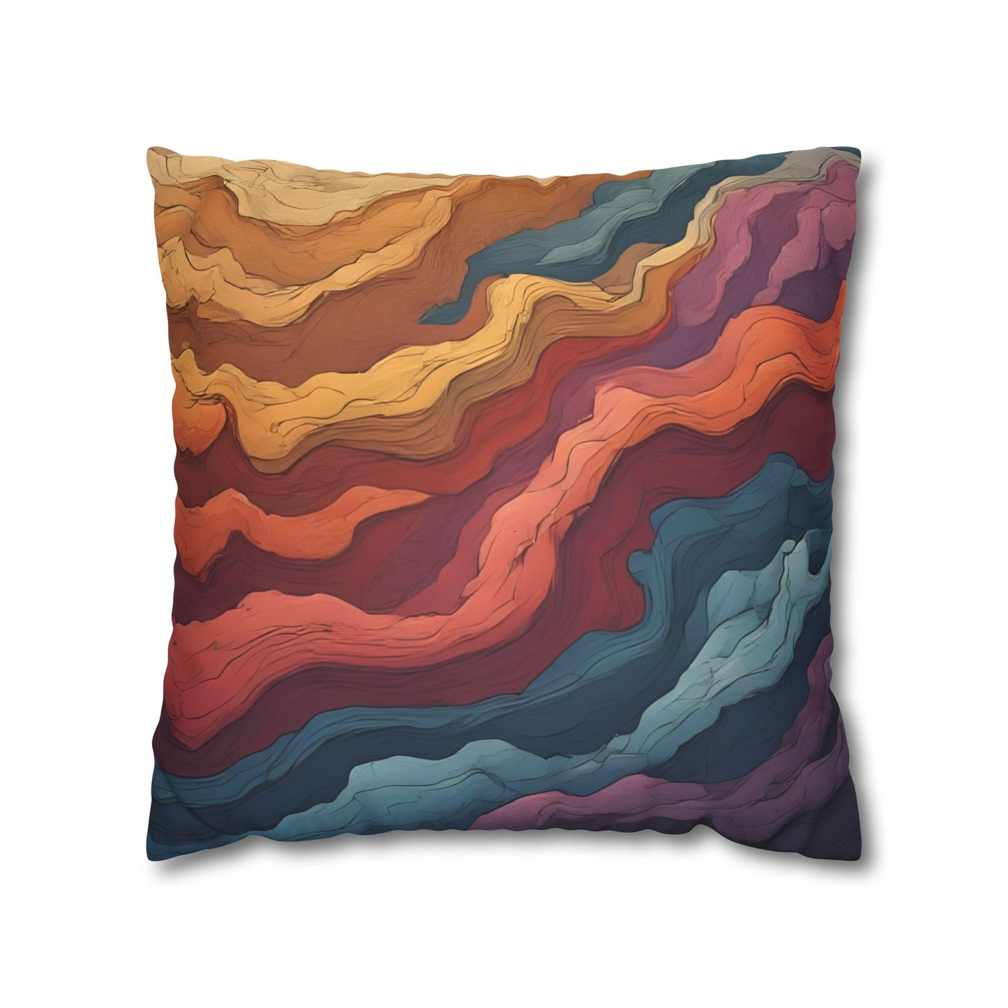 Earthen Currents Pillow Case | Boho Faux Suede Home Accent