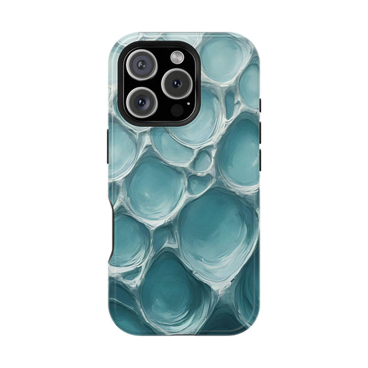 Phone case featuring aquatic scale pattern inspired by tidal waves and nature’s rhythmic flow
