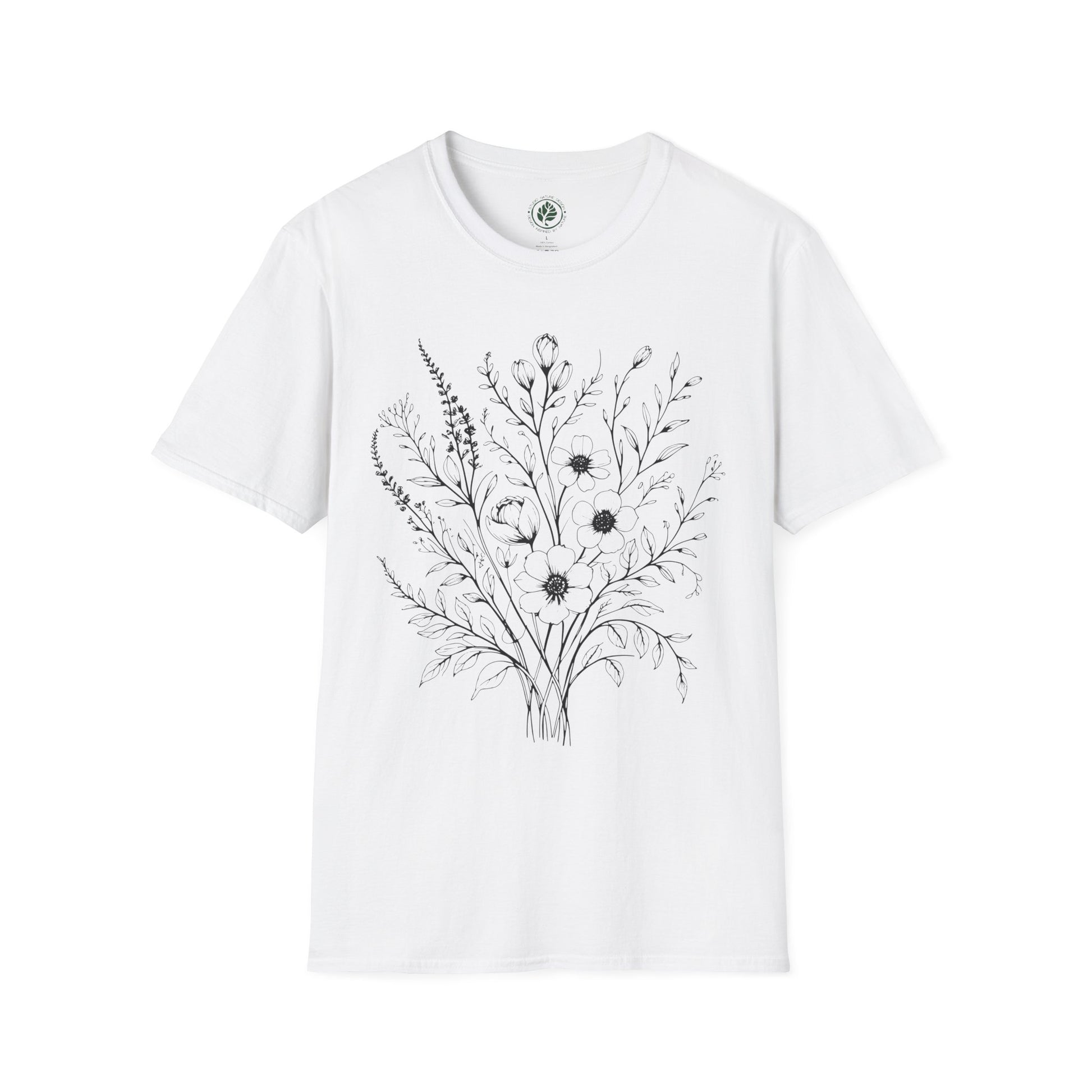 Botanical flower graphic shirt, lightweight and breathable cotton tee