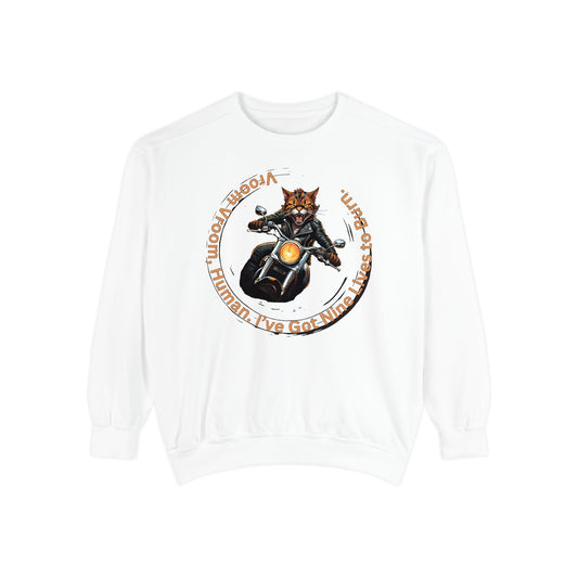 Vroom Vroom, I’ve Got Nine Lives - Cat Biker Pullover for Motorcycle Rebels & Feline Lovers