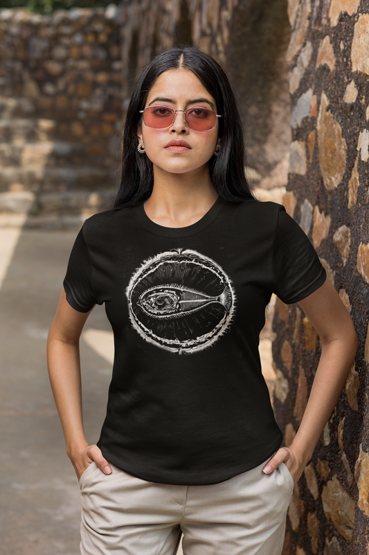 Fish in a Bubble White on Black T-Shirt