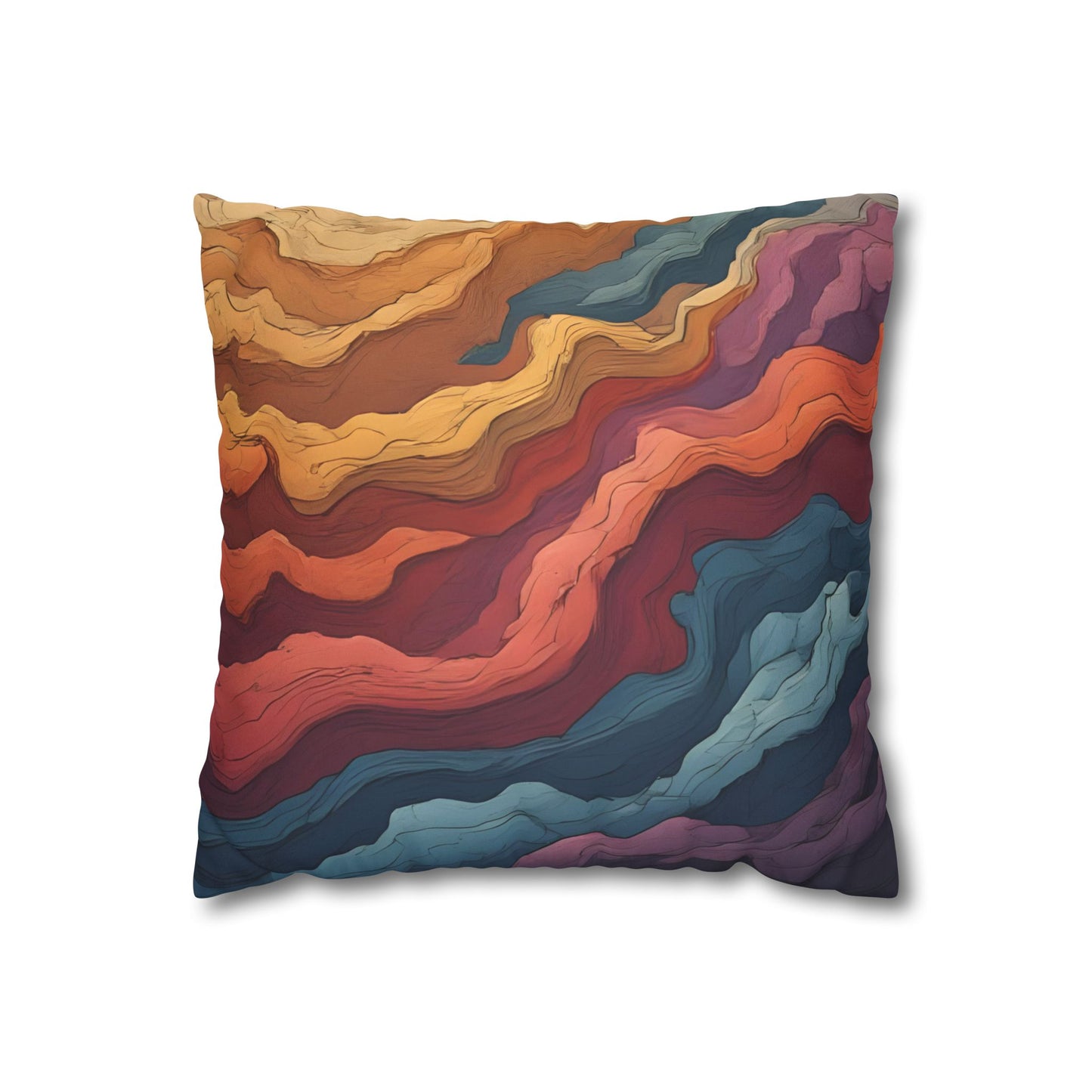 Earthen Currents Pillow Case | Boho Faux Suede Home Accent