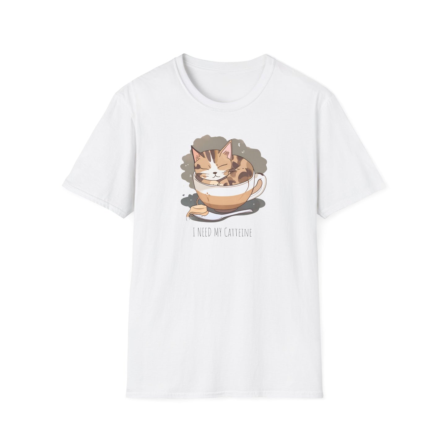 Catteine Mode Tee | Cozy Cat & Coffee Lover’s T-Shirt