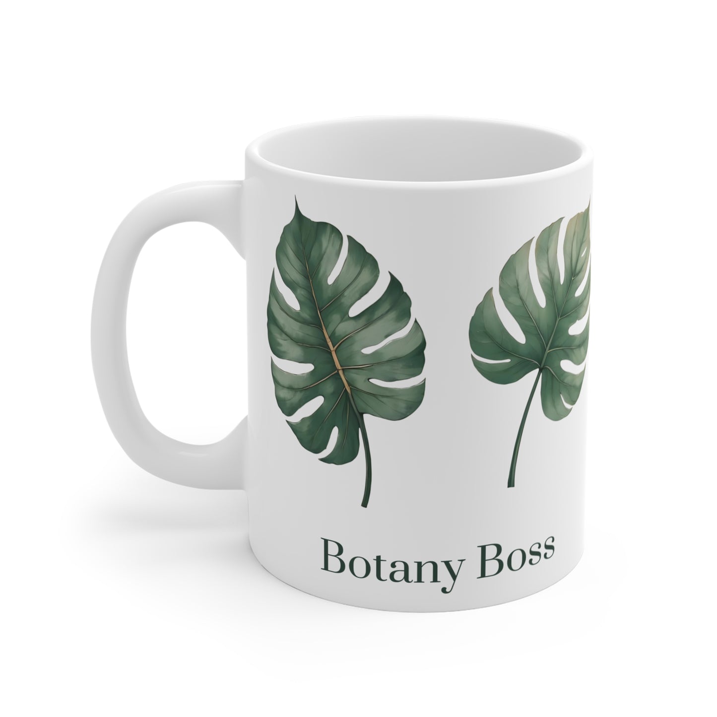 Plant Lady Energy Mug – Botanical Ceramic Coffee Cup with Monstera Leaf Design, Indoor Garden Gift for Plant Lovers & Botany Bosses