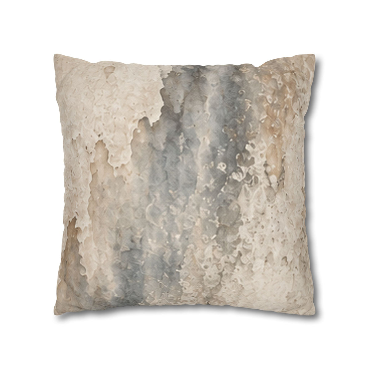 Back view of the Rain Memory faux suede pillowcase with the artwork horizontally mirrored.